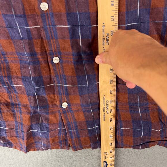 Baird McNutt Murano Slim Fit Mens XL Button Shirt 99% Linen Blend Short Sleeve - Picture 6 of 7